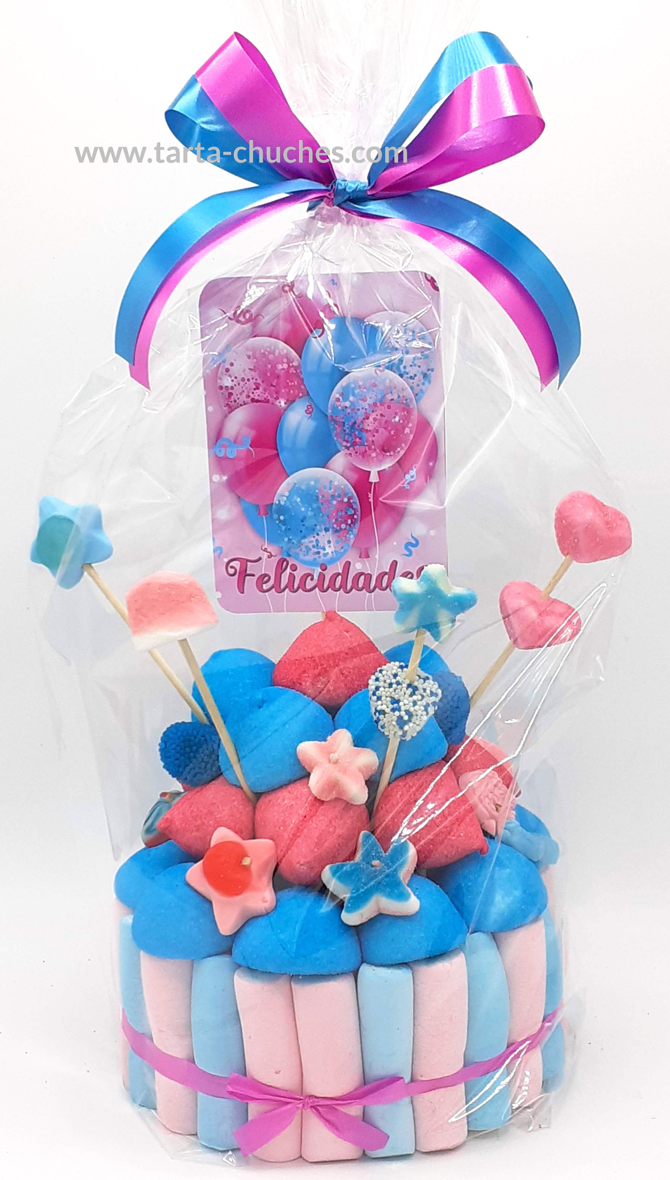 TARTA CHUCHES PEQUEÑA F-FELICIDADES ROSA-AZUL