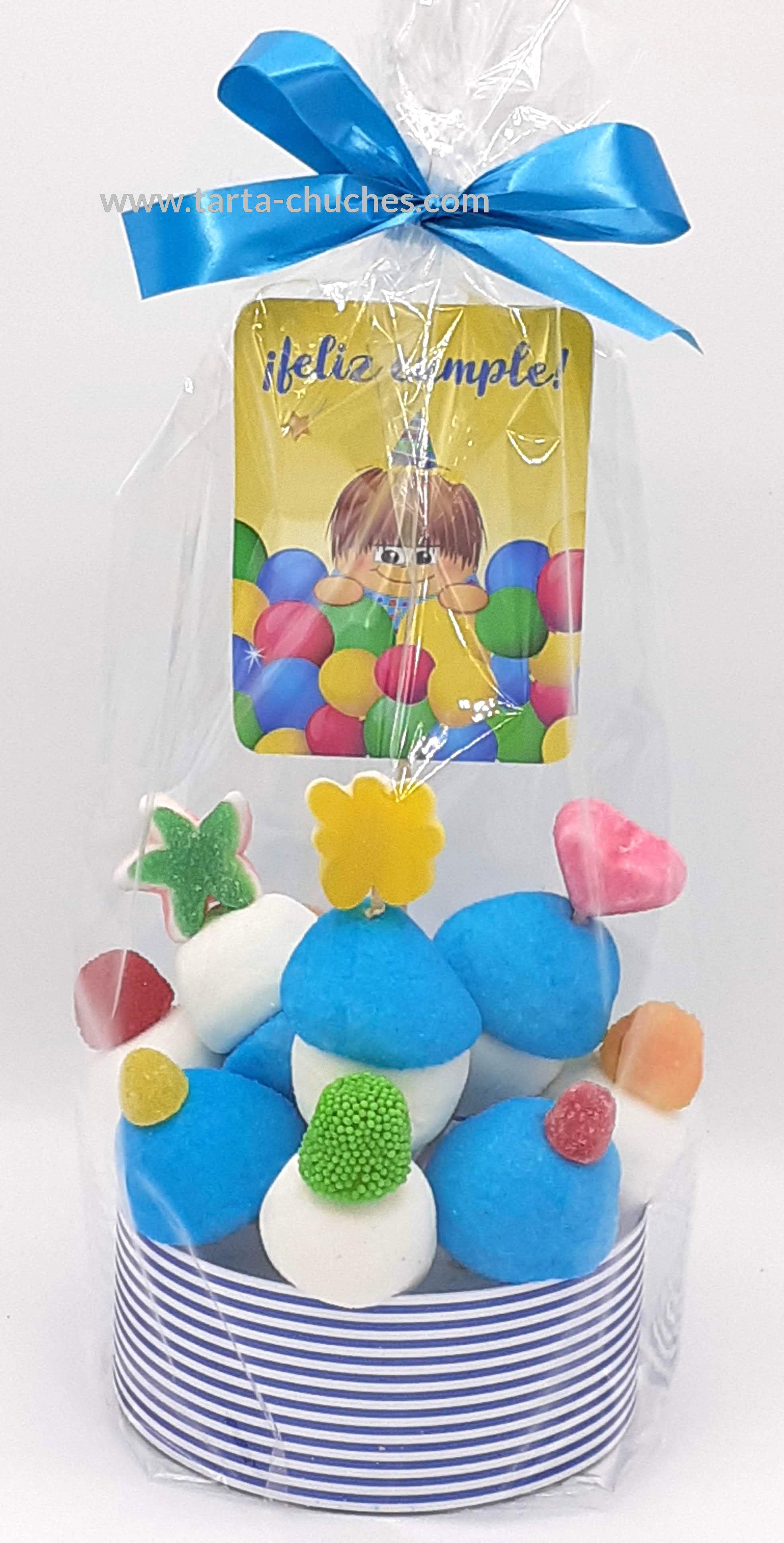 TARTA CHUCHES MINI ALTA AZUL OSCURO &quot;FELIZ CUMPLE&quot;