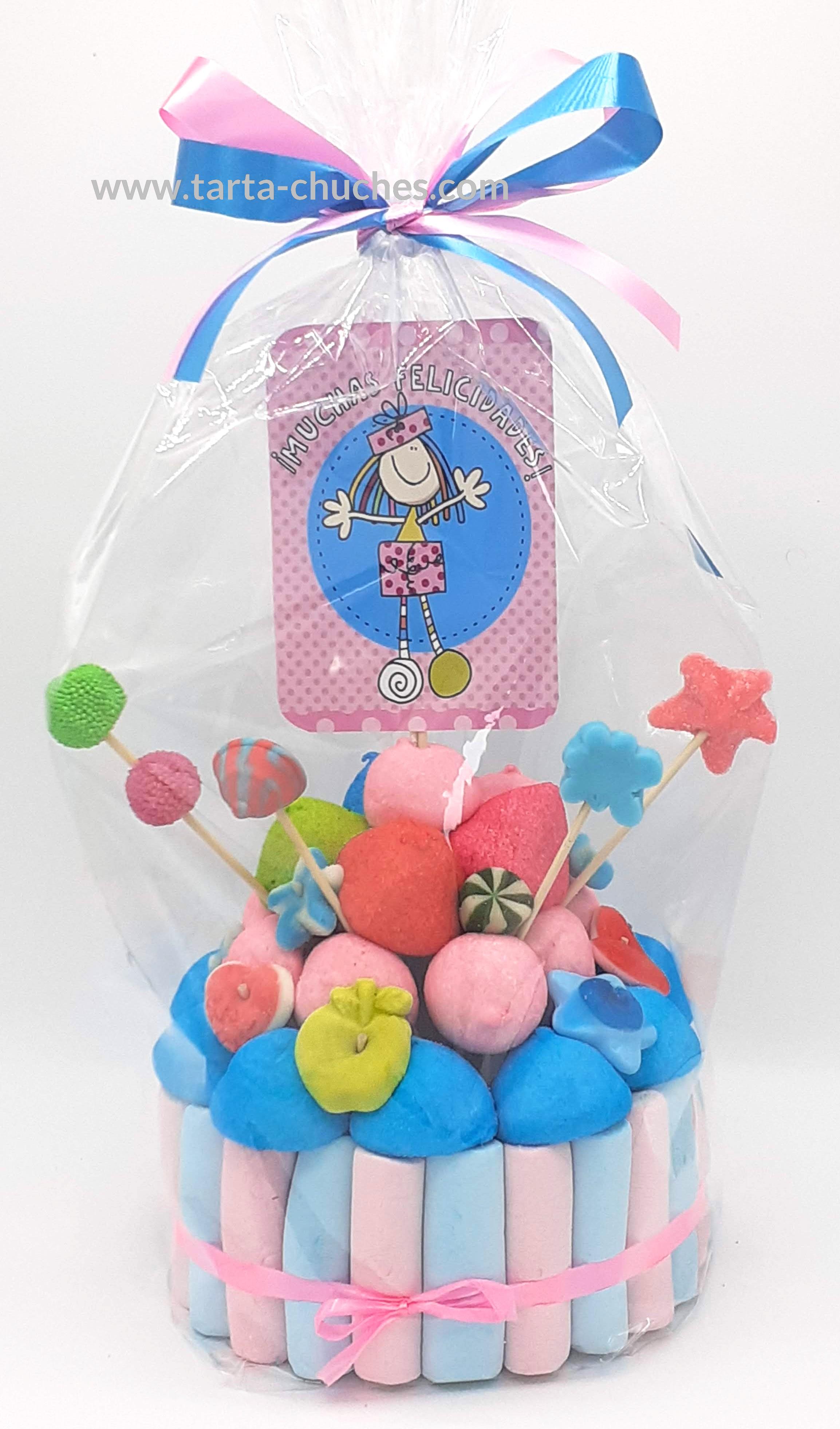 TARTA CHUCHES PEQUEÑA ROJA &quot;MUCHAS FELICIDADES&quot;