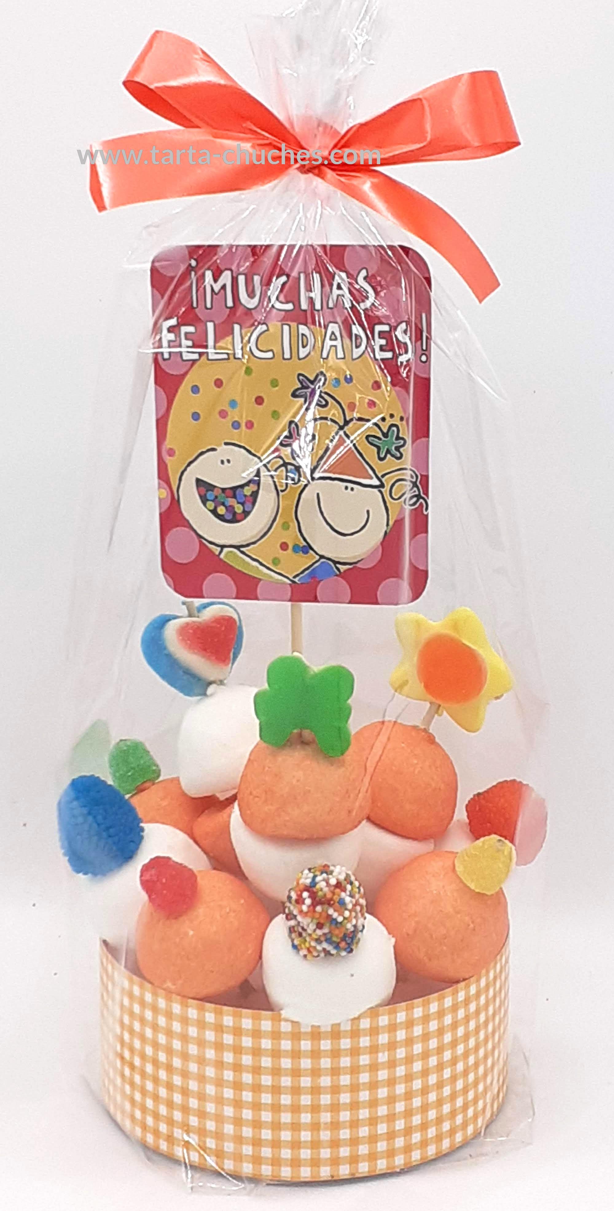 Tarta chuches mini alta &quot;Muchas felicidades&quot; J