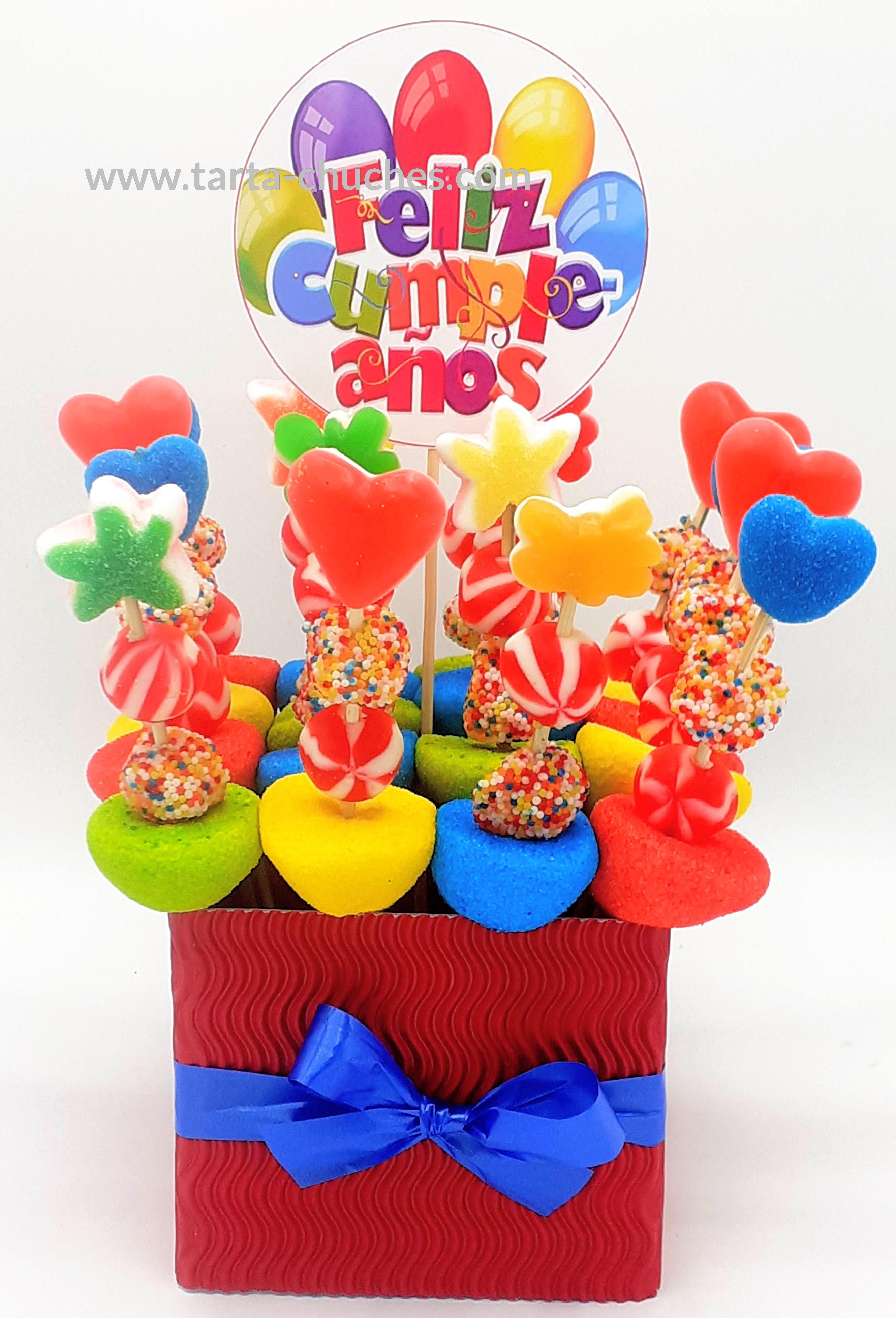 Centro 16 Mini Brochetas Chuches &quot;Feliz Cumpleaños&quot; Multicolor