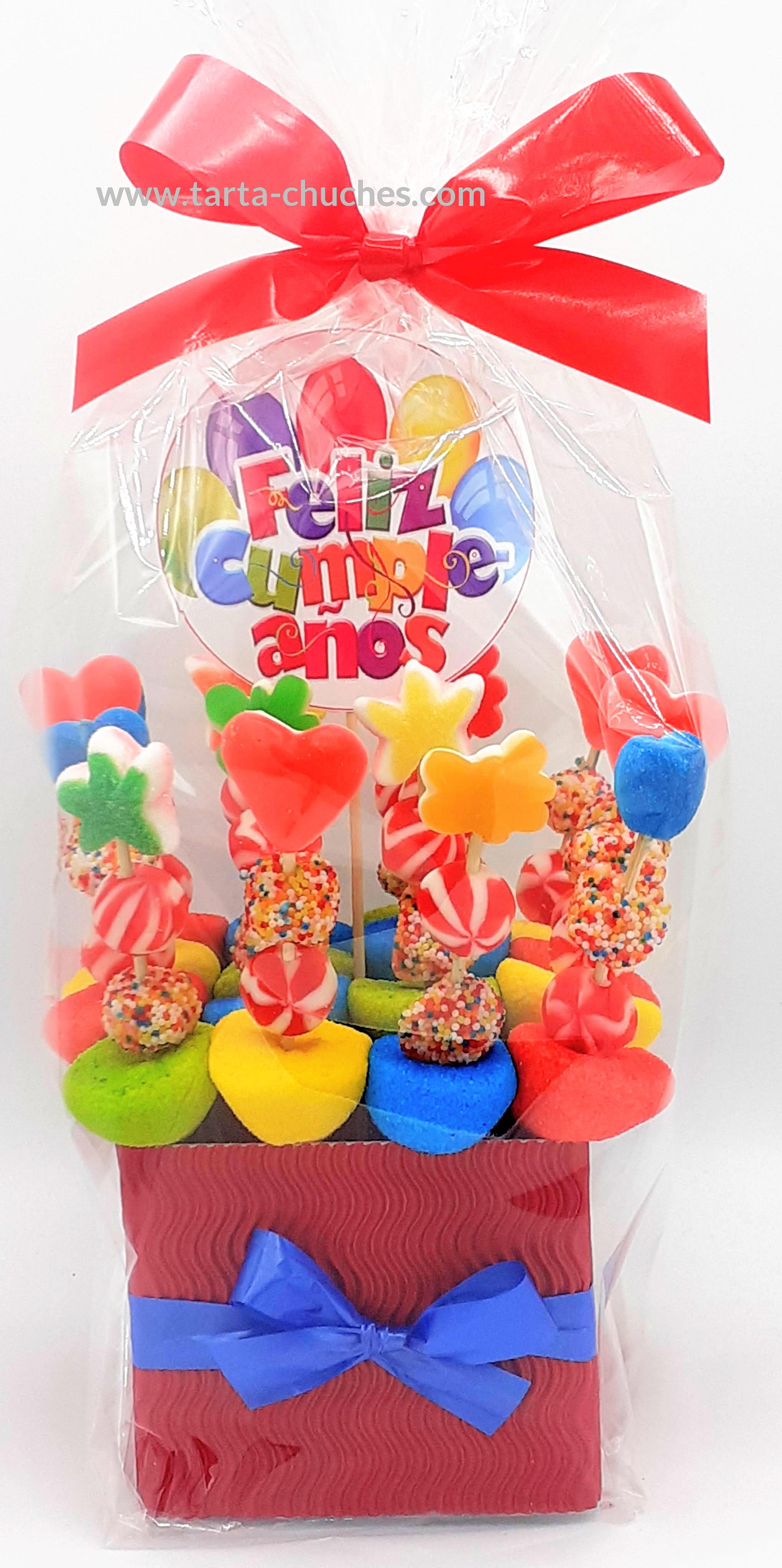 Centro 16 Mini Brochetas Chuches &quot;Feliz Cumpleaños&quot; Multicolor