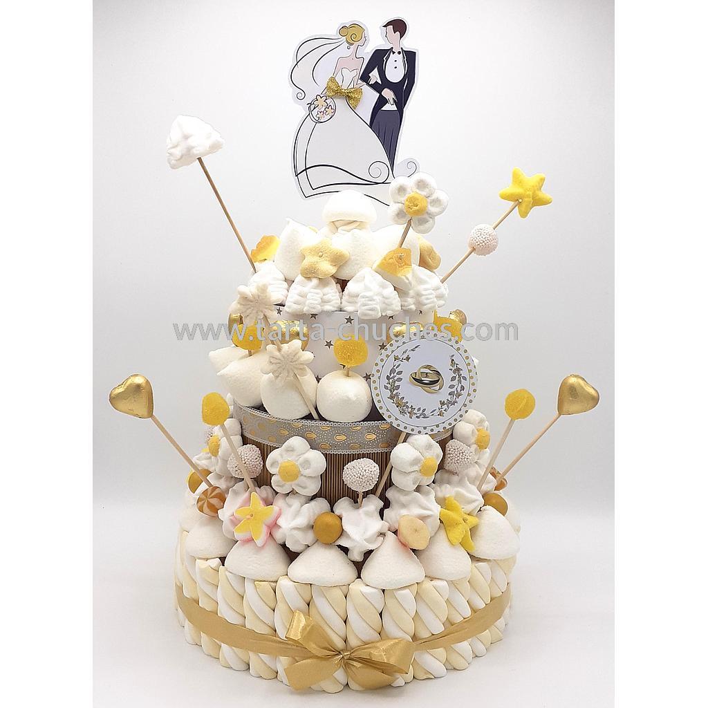 Tarta Chuches Grande Boda Amarillo-Blanco-Dorado