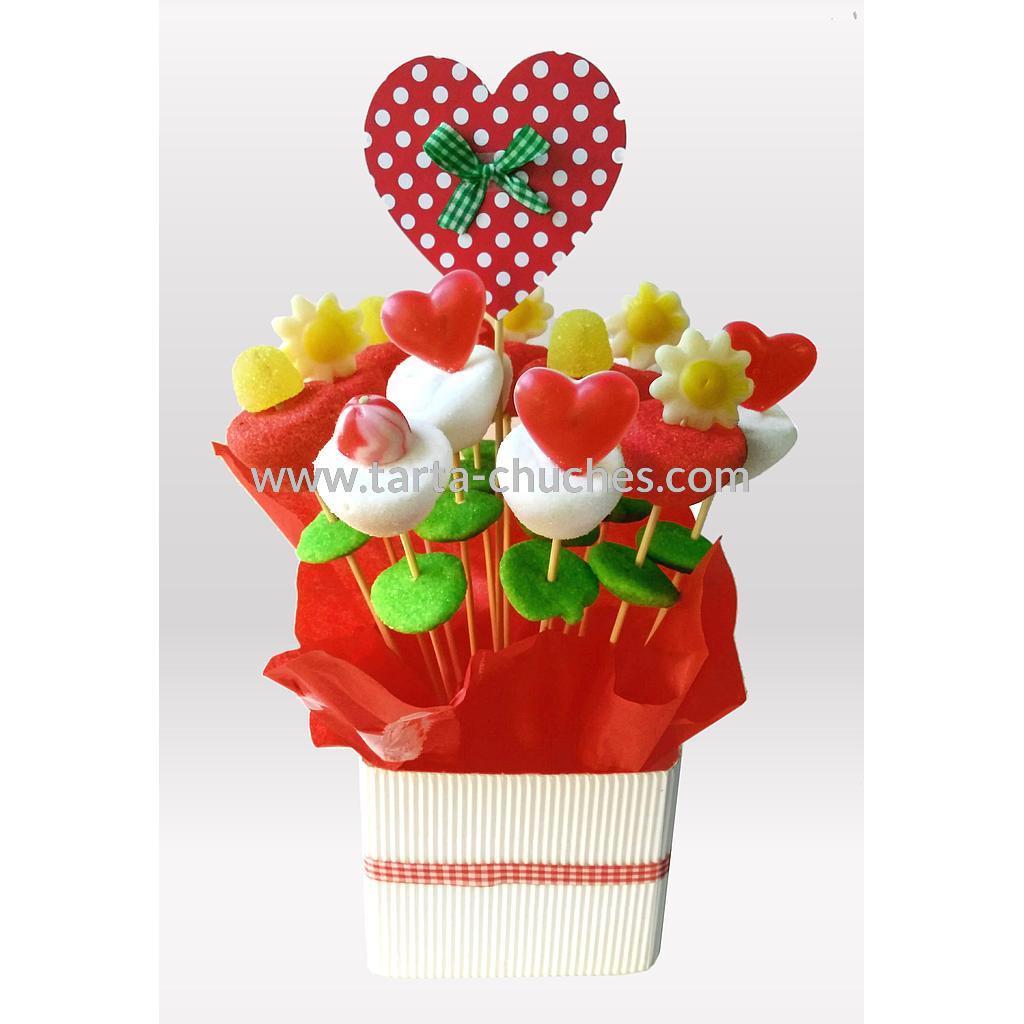 Centro Flores Chuches Generico Blanco-Rojo