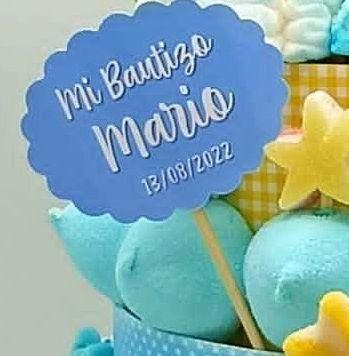 Topper con texto personalizado (el color del fondo será a juego con el producto solicitado)