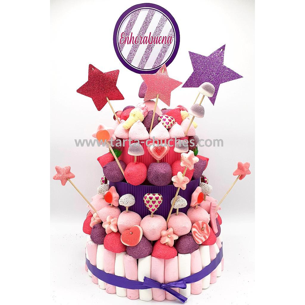 Tarta Chuches Grande Estrellas Rosa-Morado (6 opciones)