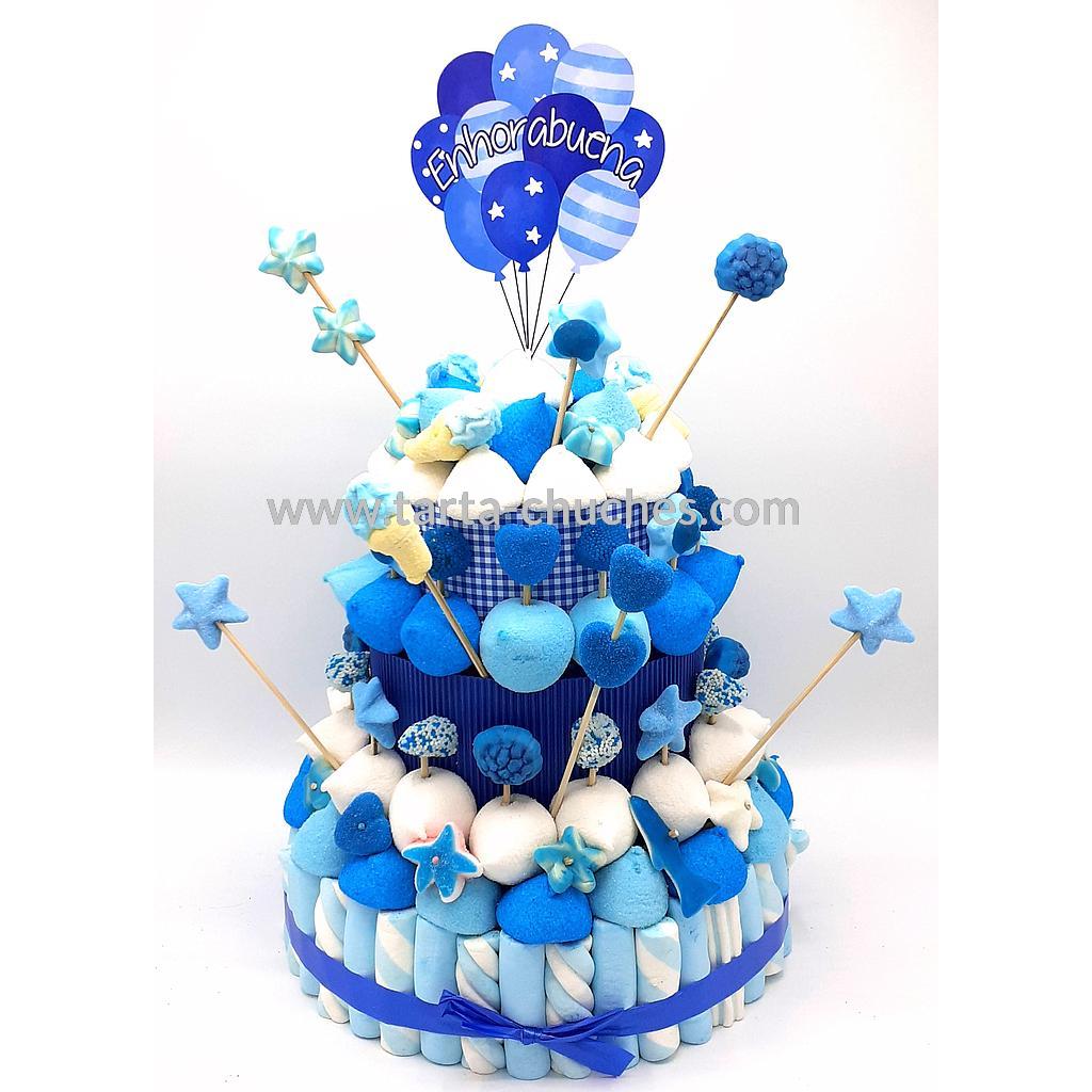 Tarta Chuches Grande Globos Azul-Blanco (6 opciones)