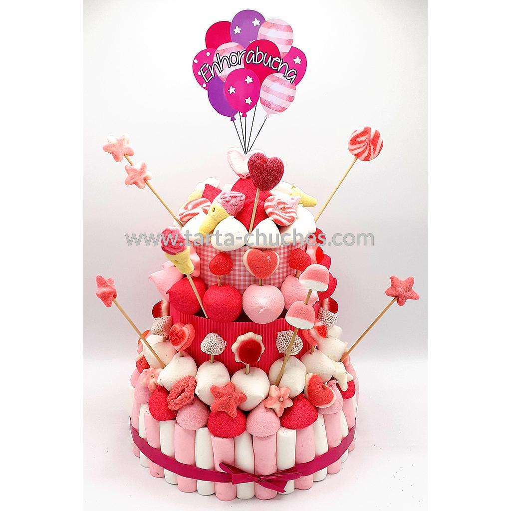 Tarta Chuches Grande Globos Rosa-Blanco (6 opciones)