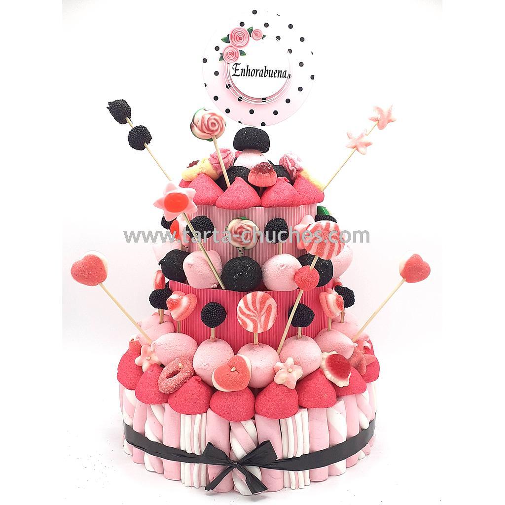 Tarta Chuches Grande Rosa-Negro (6 opciones)