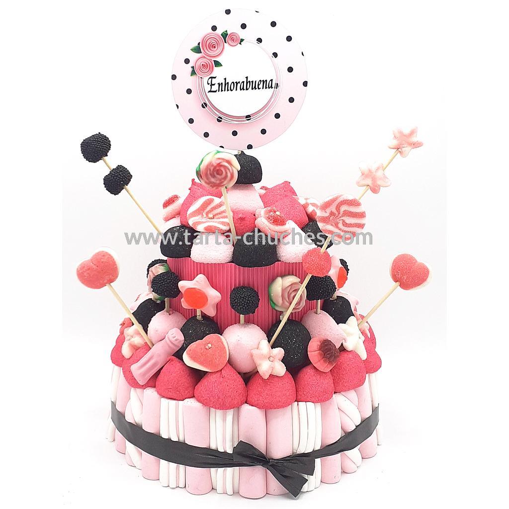 Tarta Chuches Mediana Rosa-Negro (6 opciones)