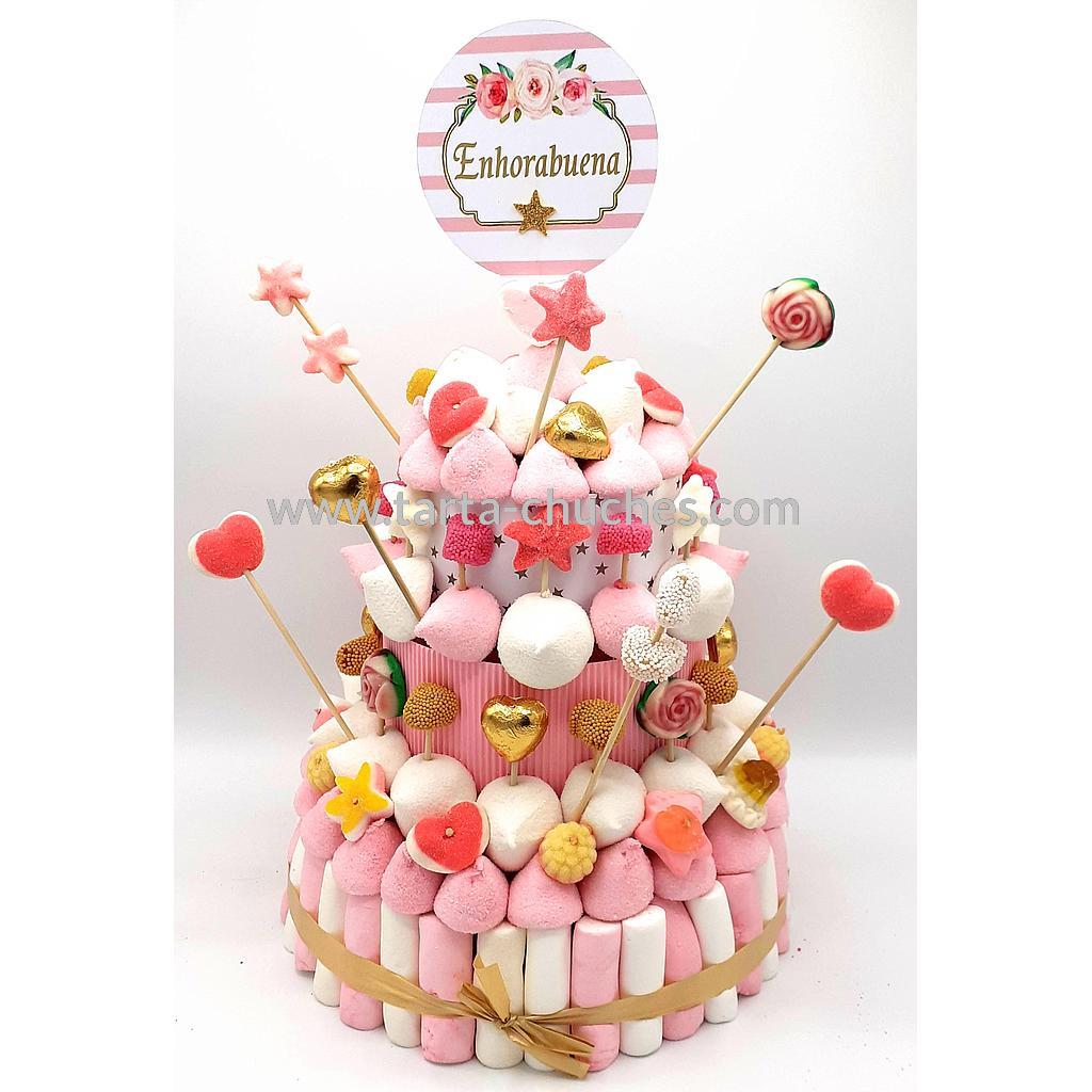 Tarta Chuches Grande Rosa-Dorado (6 opciones)