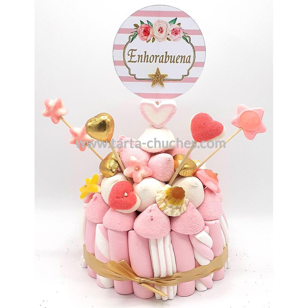 Tarta Chuches Pequeña Rosa-Dorado (6 opciones)