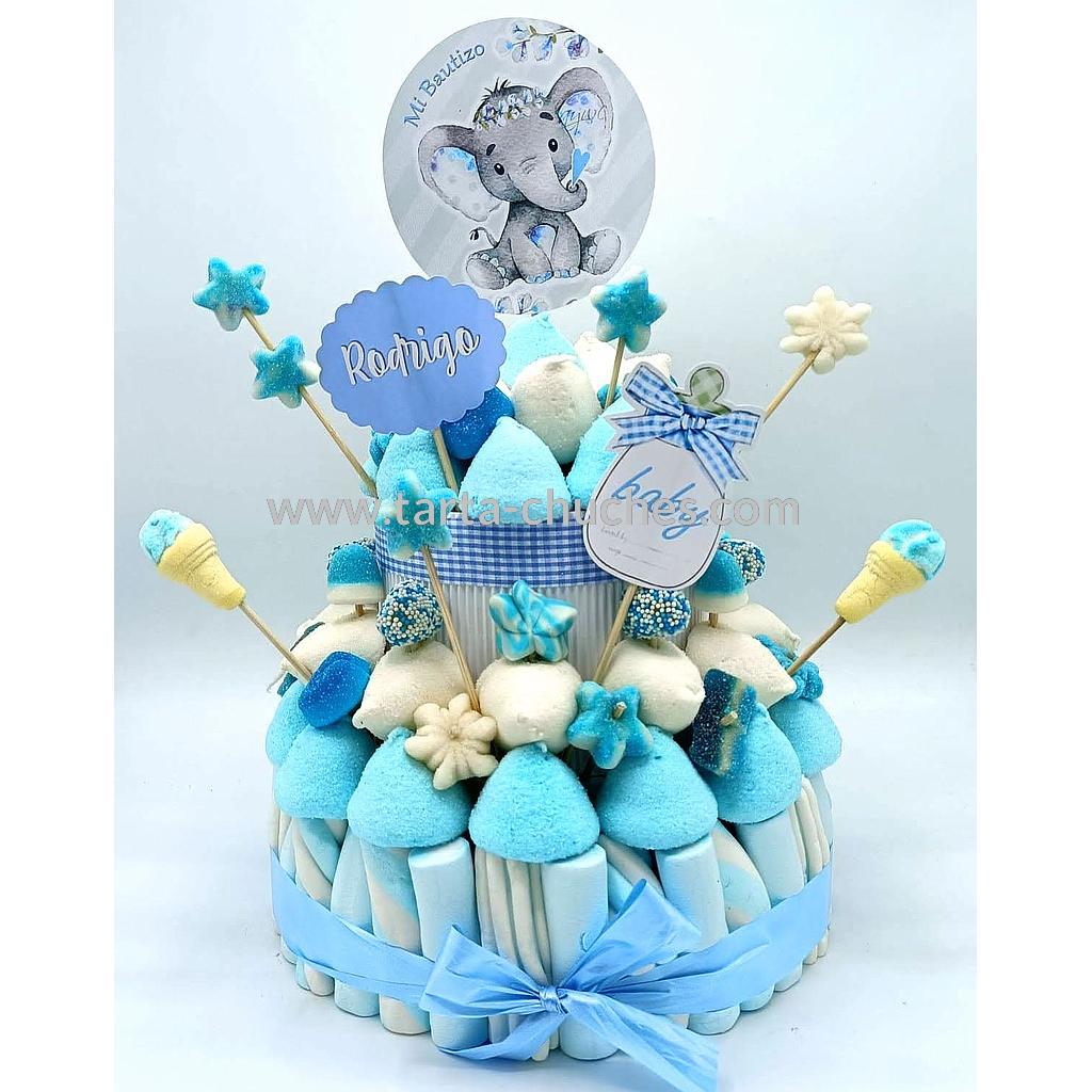 Tarta Chuches Mediana Bautizo Elefante Azul