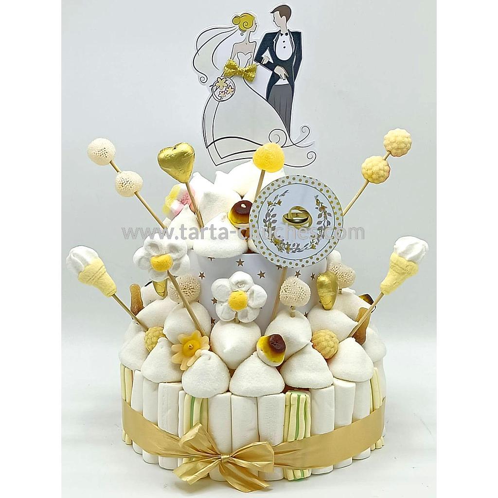 Tarta Chuches Mediana Boda Amarillo-Blanco-Dorado