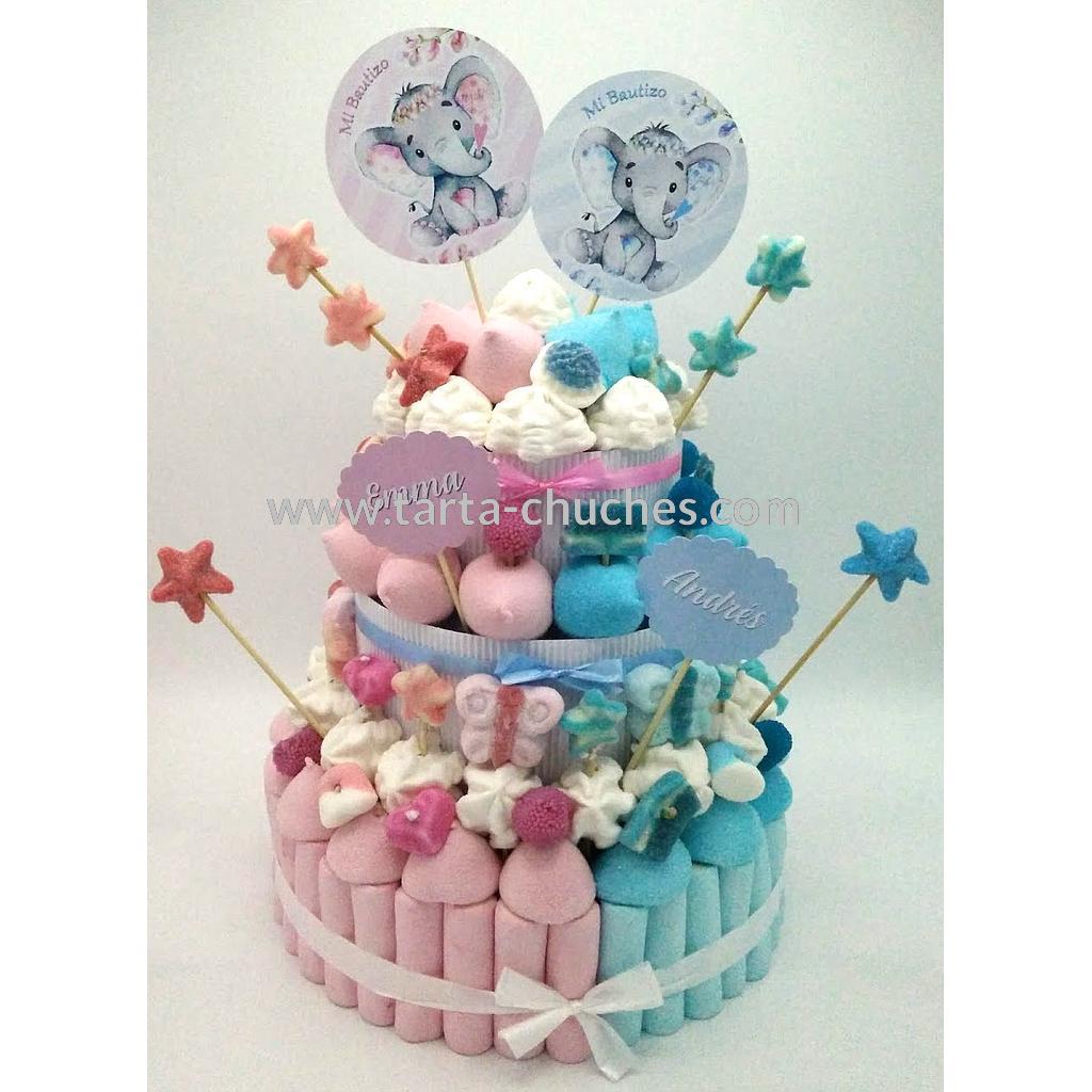 Tarta Chuches Grande Bautizo Rosa/Azul
