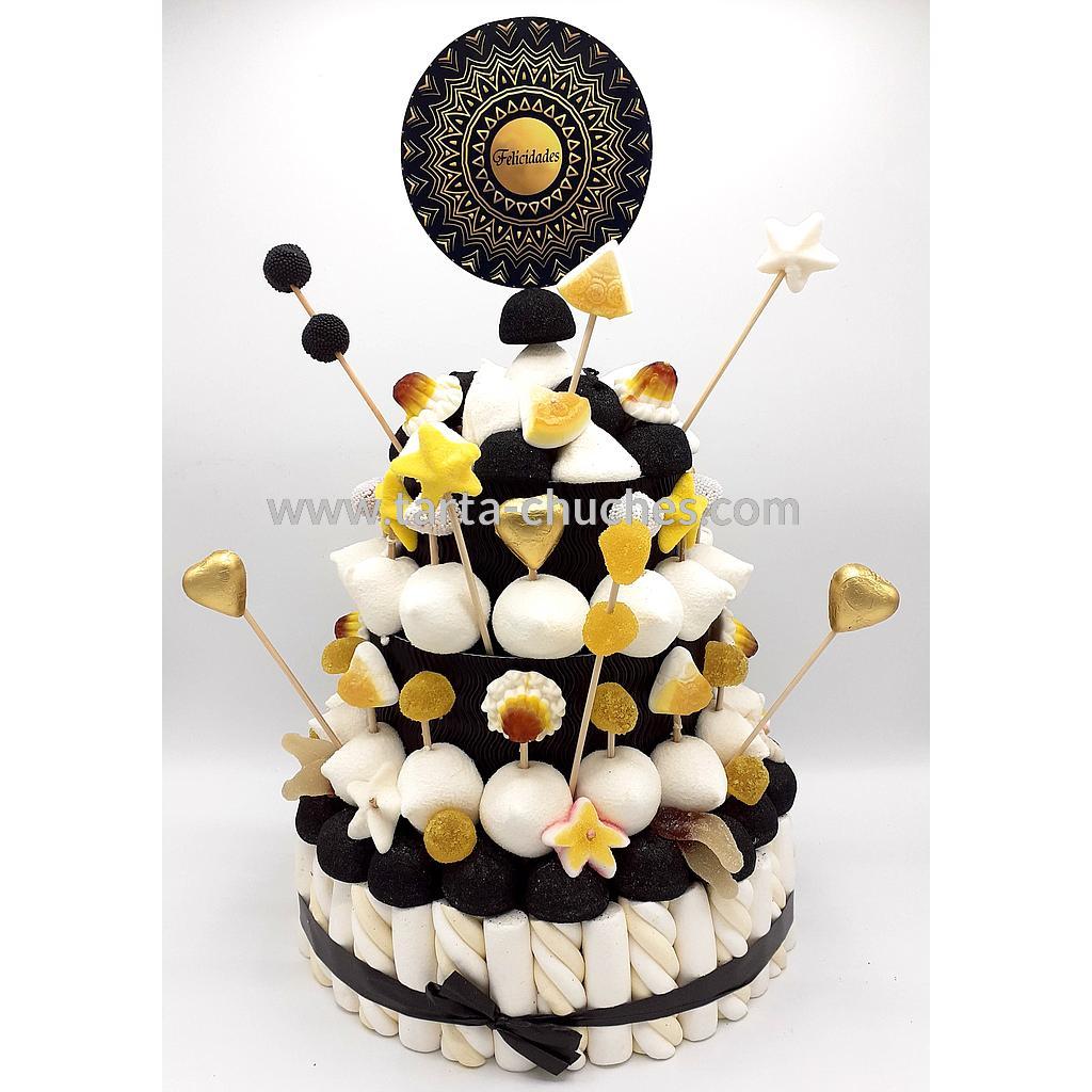 Tarta Chuches Grande Mandala Negro-Dorado
