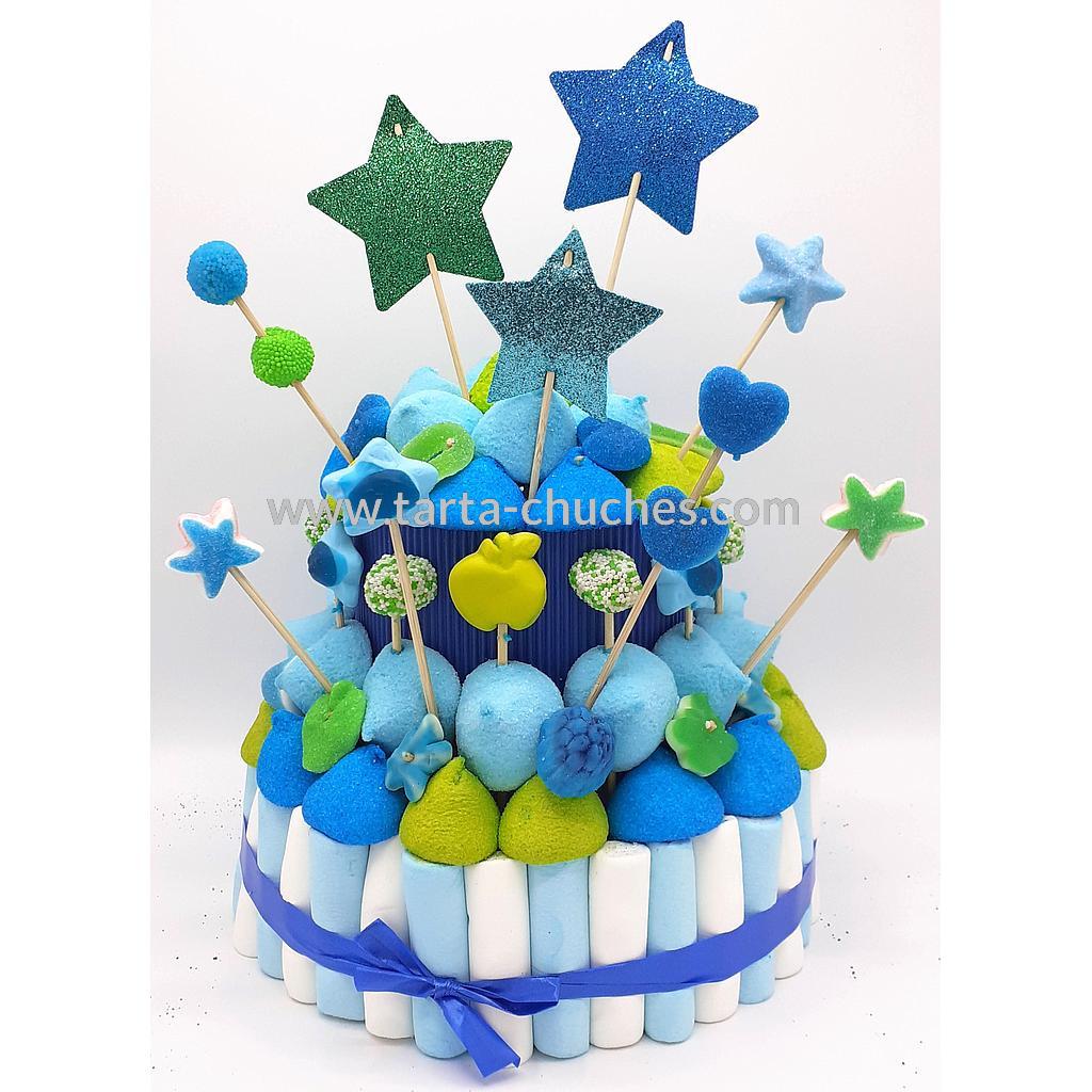 Tarta Chuches Mediana Estrellas Azul-Verde