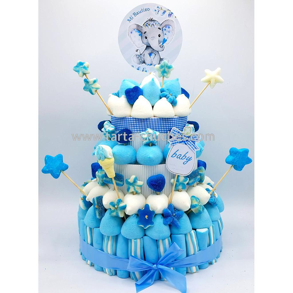 Tarta Chuches Grande Bautizo Elefante Azul