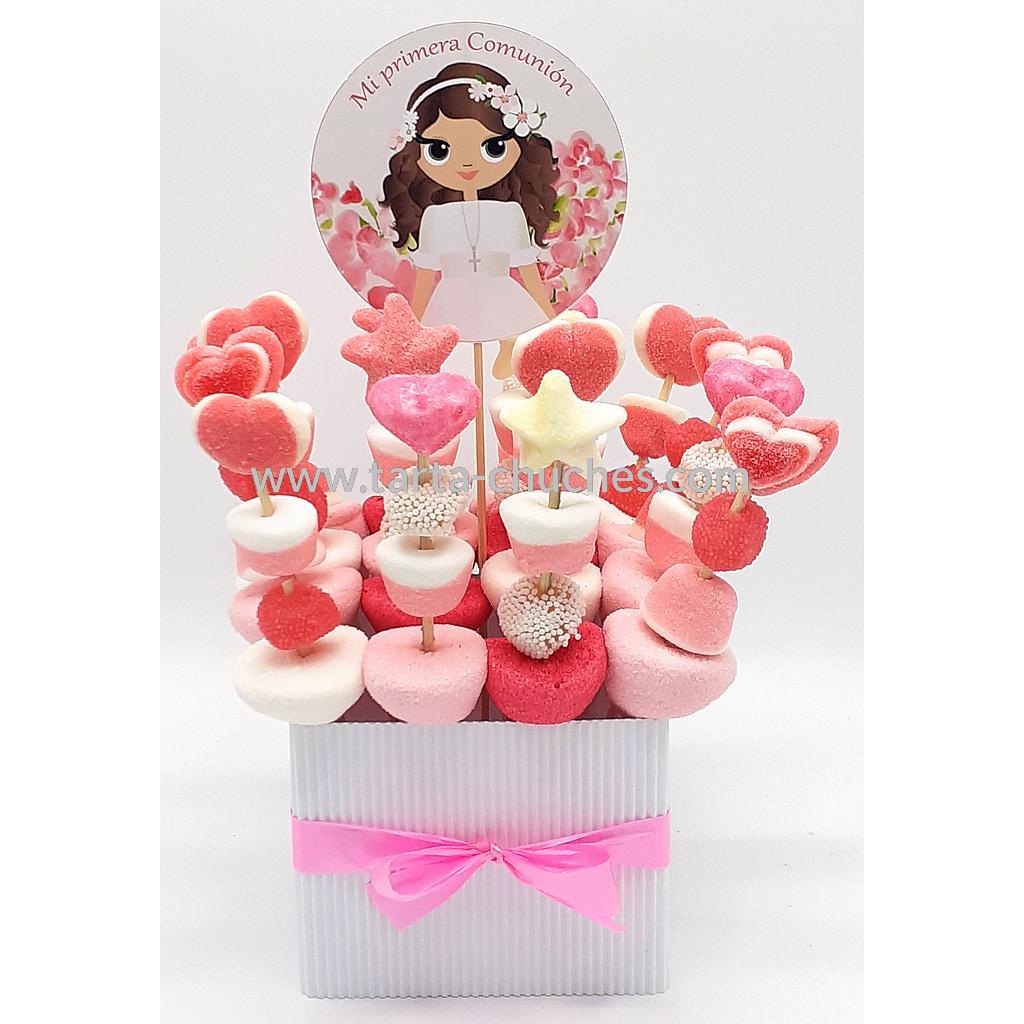 Centro 16 Mini Brochetas Chuches Comunion Niña Flores