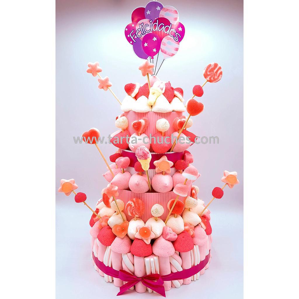 Tarta Chuches Extra Grande Globos Rosa-Blanco