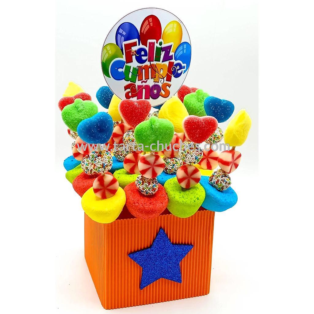Centro 16 Mini Brochetas Chuches &quot;Feliz Cumpleaños&quot; Multicolor
