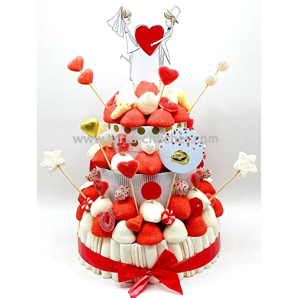 Tarta Chuches Grande Boda Rojo-Blanco-Dorado