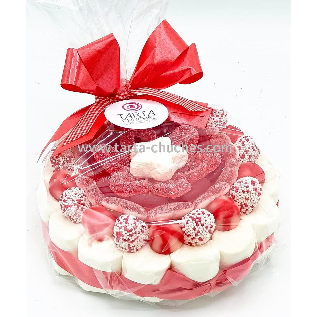 Tarta Chuches Plana Pequeña Rojo-Blanco