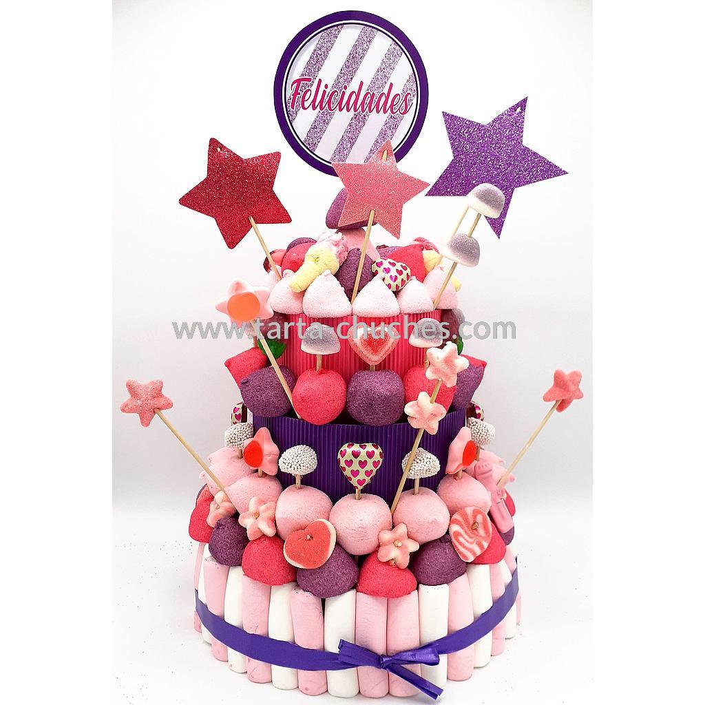 Tarta Chuches Grande Estrellas Rosa-Morado (6 opciones)