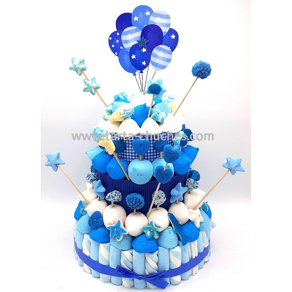 Tarta Chuches Grande Globos Azul-Blanco