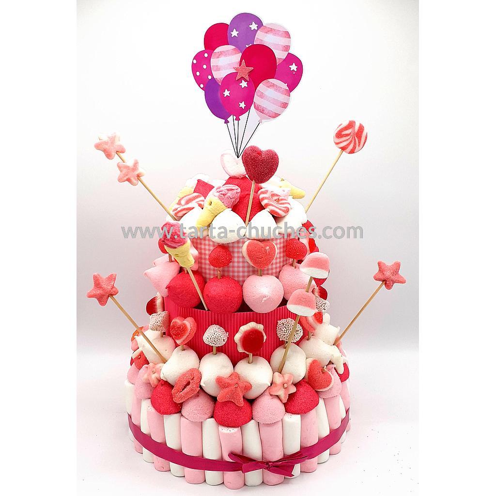 Tarta Chuches Grande Globos Rosa-Blanco