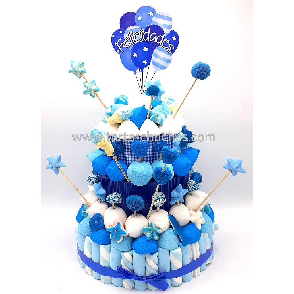 Tarta Chuches Grande Globos Azul-Blanco (6 opciones)