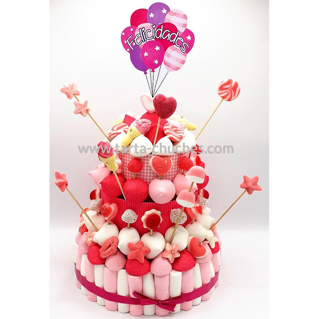 Tarta Chuches Grande Globos Rosa-Blanco (6 opciones)