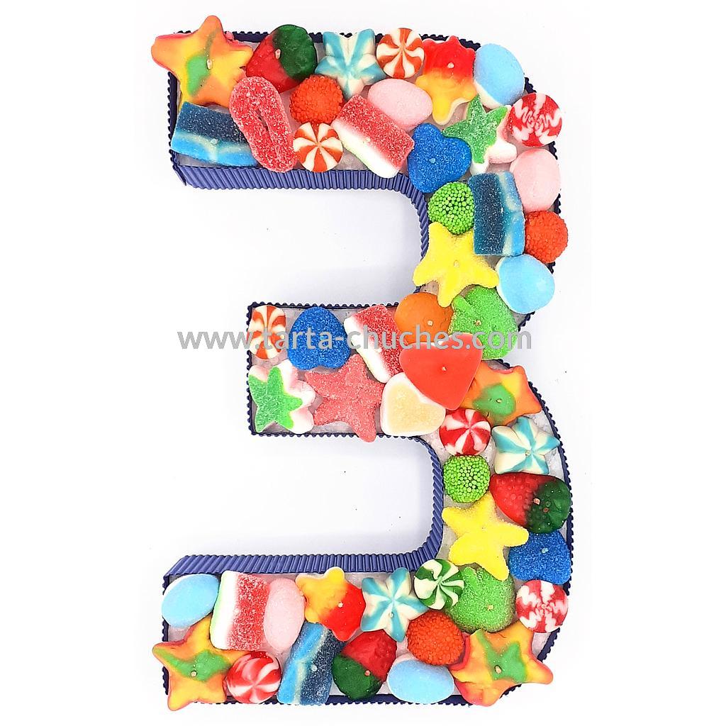 Numero con Chuches &quot;3&quot; años Multicolor