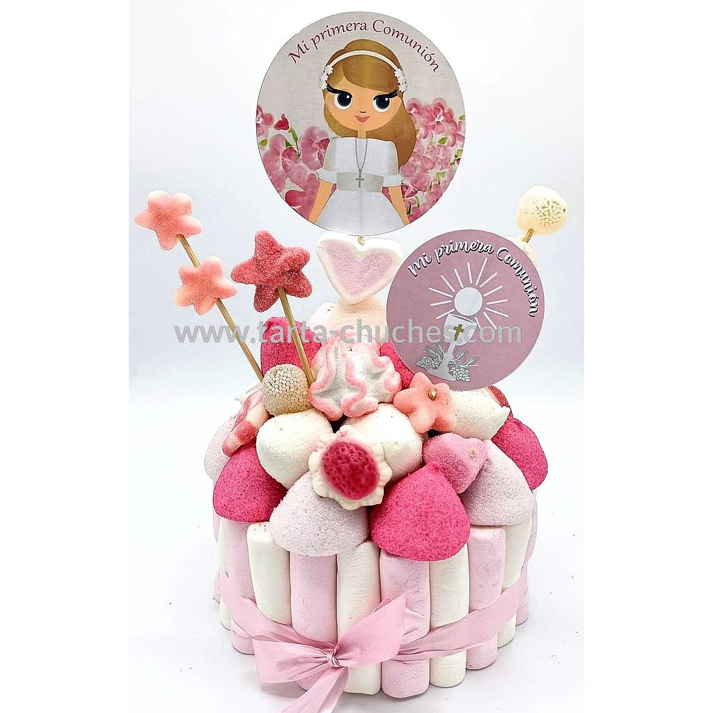 Tarta Chuches Pequeña Comunion Niña Rubia Flores