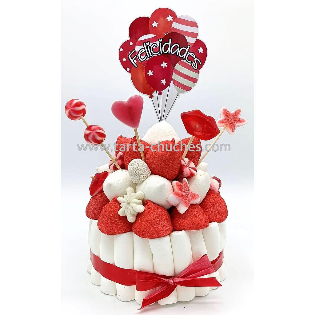 Tarta Chuches Pequeña Globos Rojo-Blanco (6 opciones)