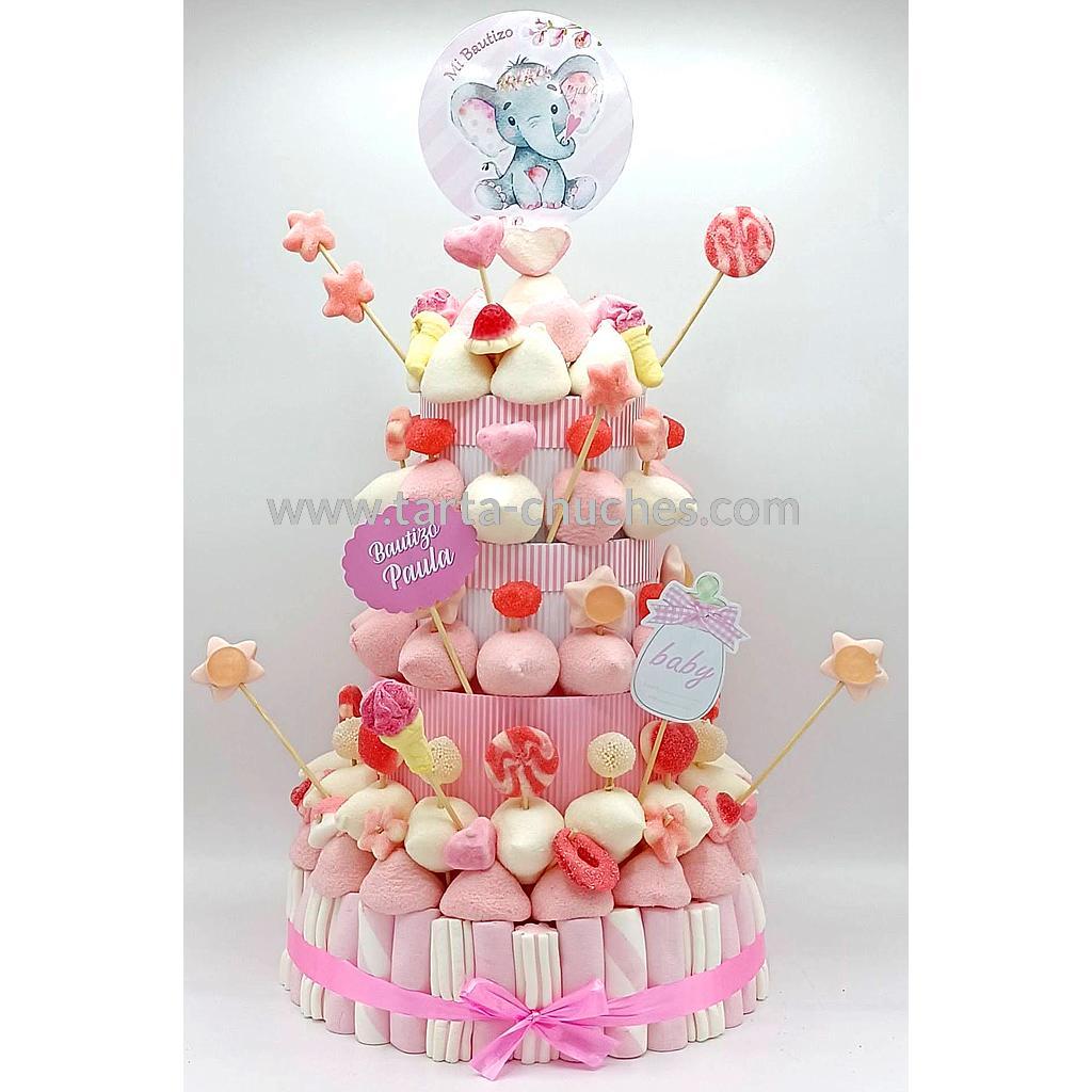 Tarta Chuches Extra Grande Bautizo Elefante Rosa