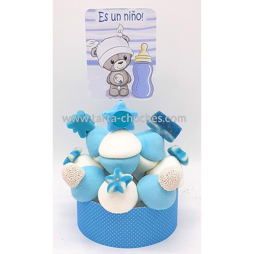Tarta Chuches Mini Alta Nacimiento &quot;Es un niño&quot; Azul