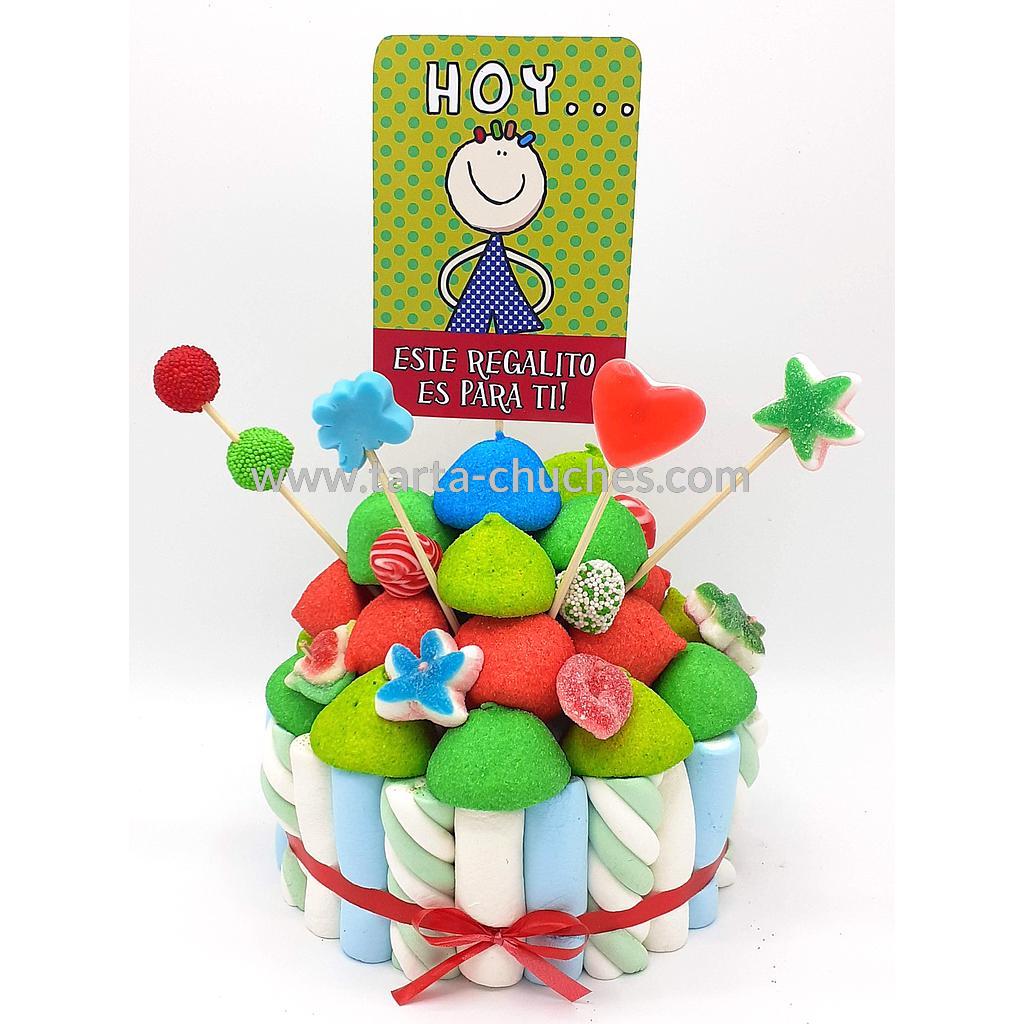 Tarta Chuches Pequeña &quot;Hoy este regalito, es para ti&quot; Verde