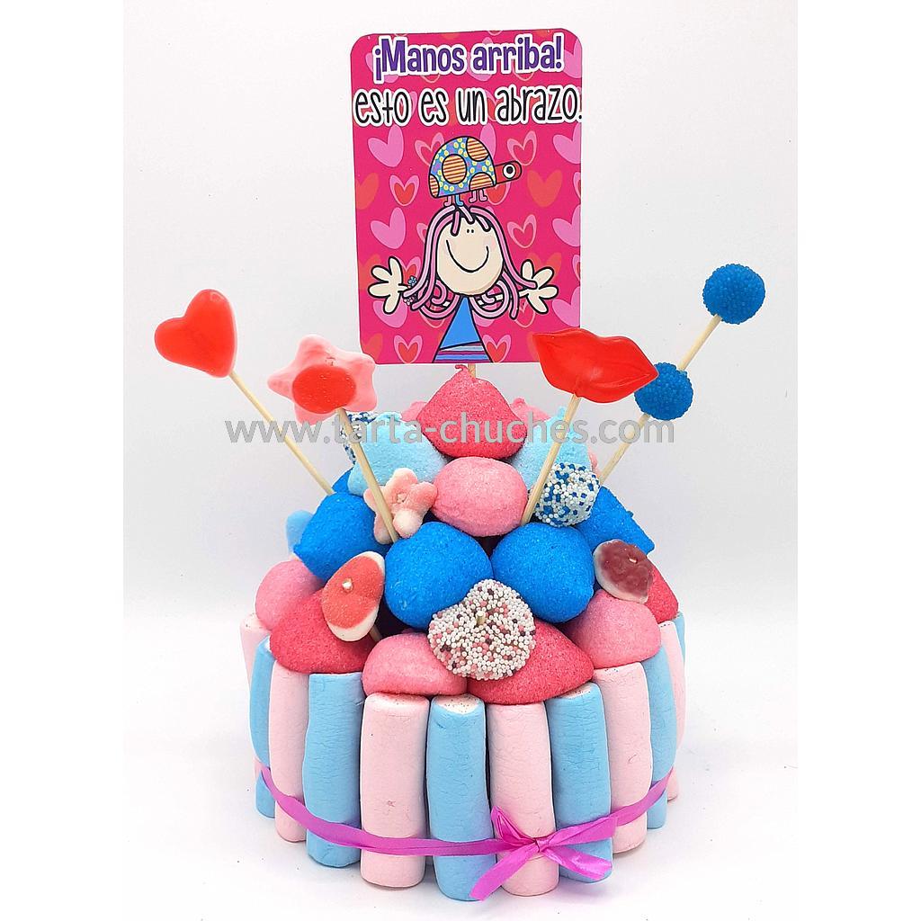 Tarta Chuches Pequeña &quot;Manos arriba. Esto es un abrazo&quot; Rosa