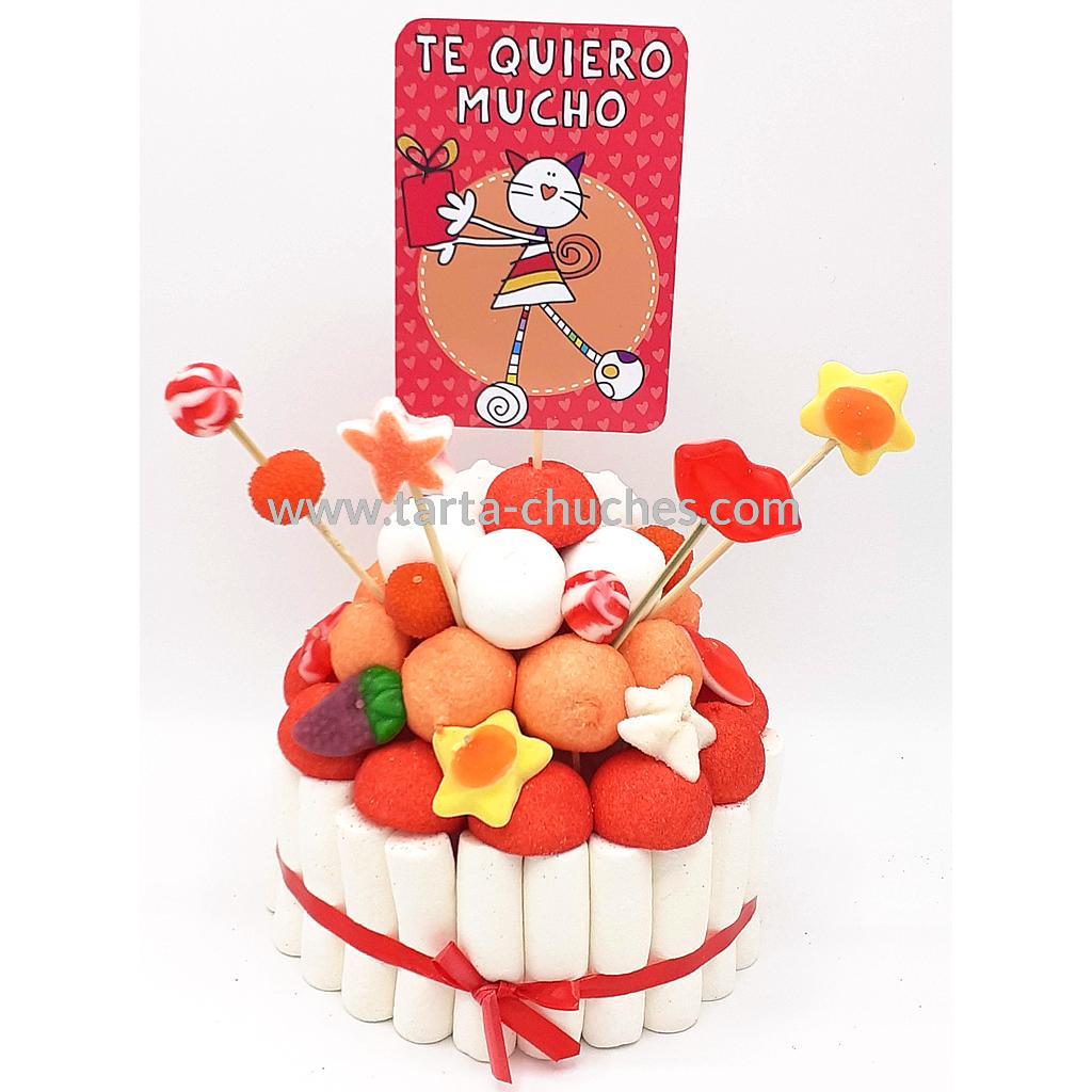Tarta Chuches Pequeña "Te quiero mucho" Rojo