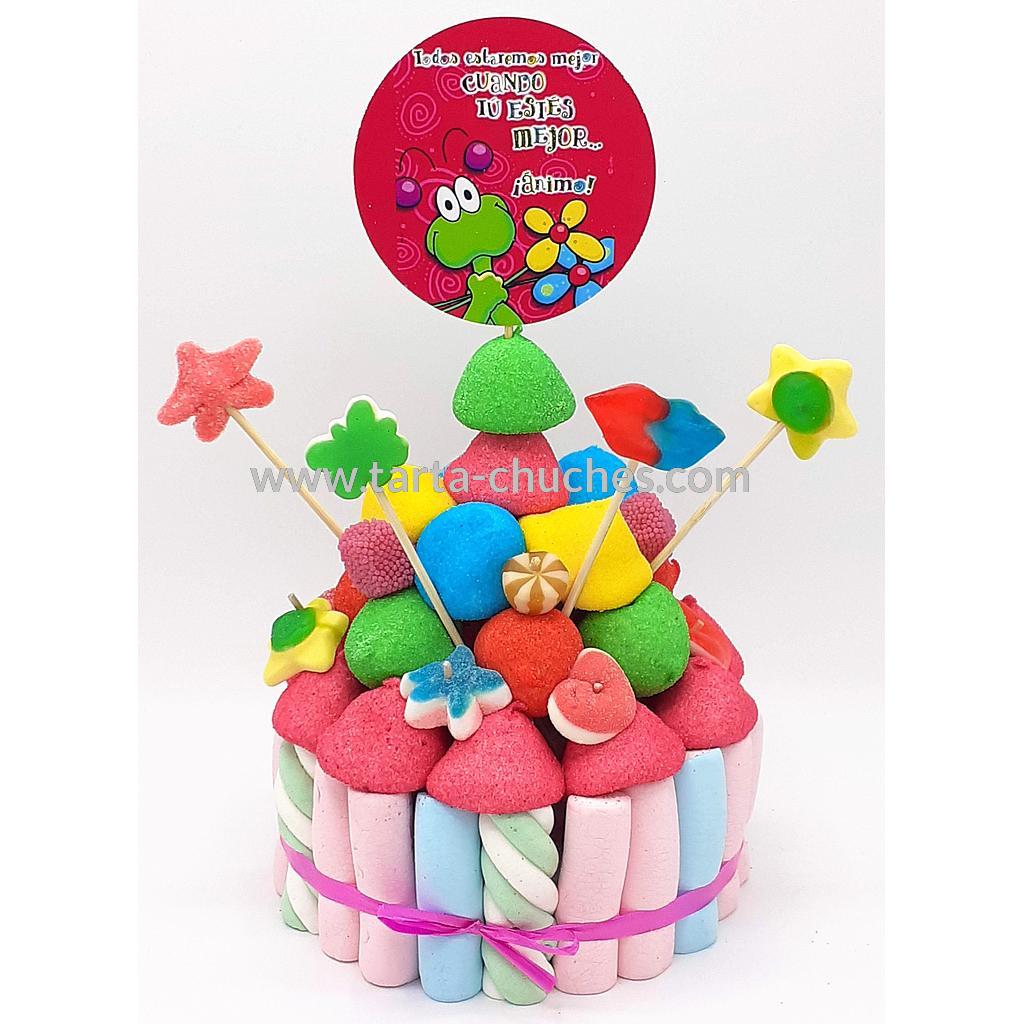 Tarta Chuches Pequeña &quot;Todos estaremos mejor, cuando tu estes mejor&quot; Rojo