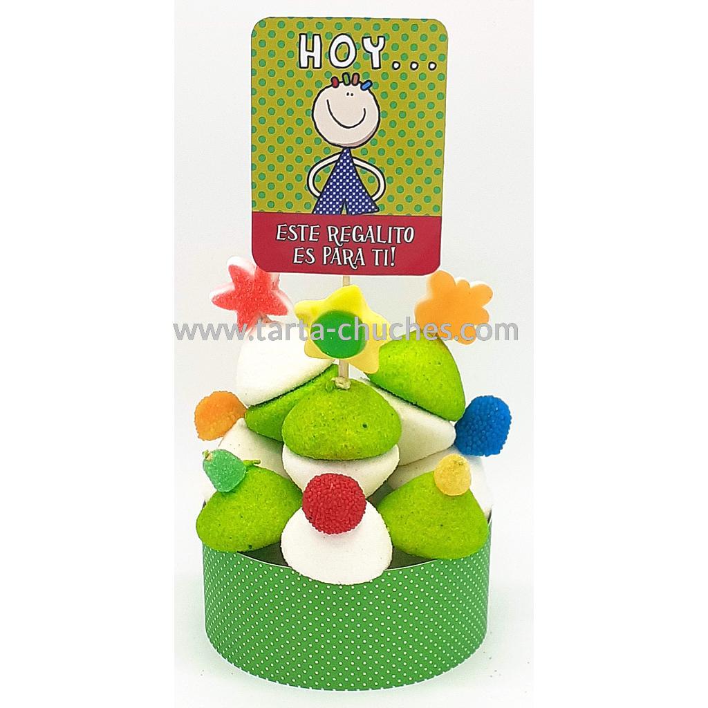 Tarta Chuches Mini Alta &quot;Hoy Este regalito es para ti&quot; Verde-Verde