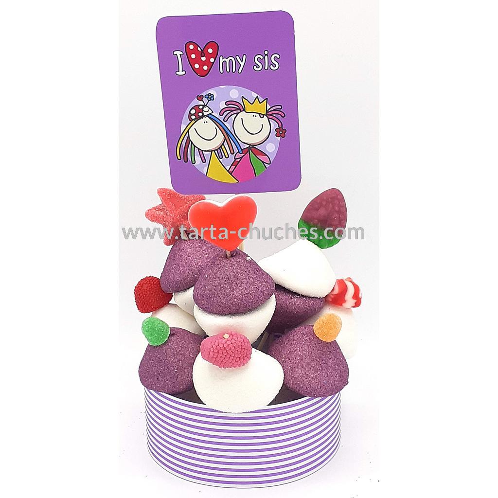 Tarta Chuches Mini Alta &quot;I love my sis&quot; Morado-Morado