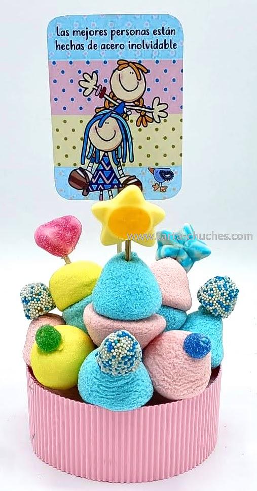 Tarta Chuches Mini Alta &quot;Las mejores personas...&quot; Azul-Azul