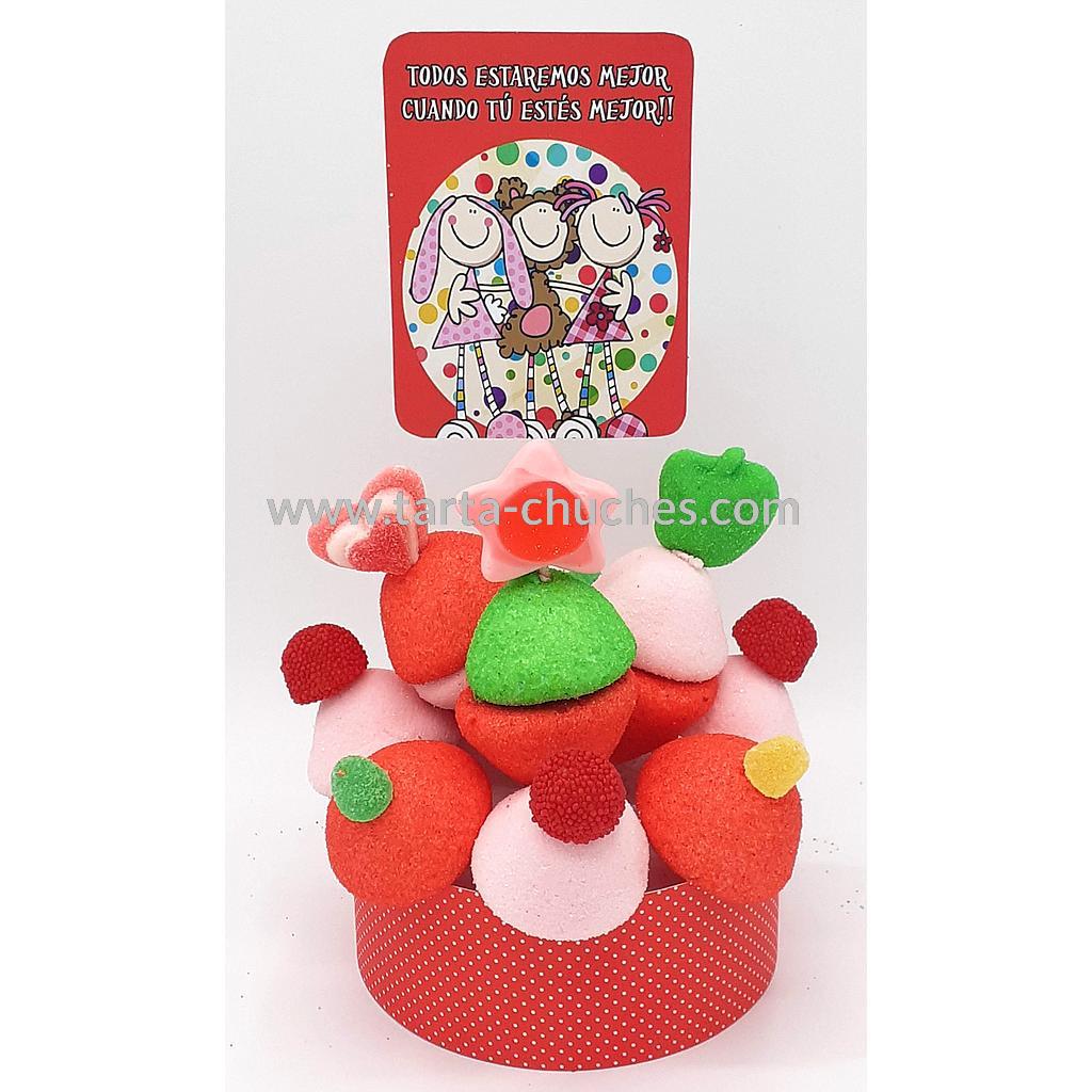 Tarta Chuches Mini Alta &quot;Todos estaremos mejor…&quot; Rojo-Rojo