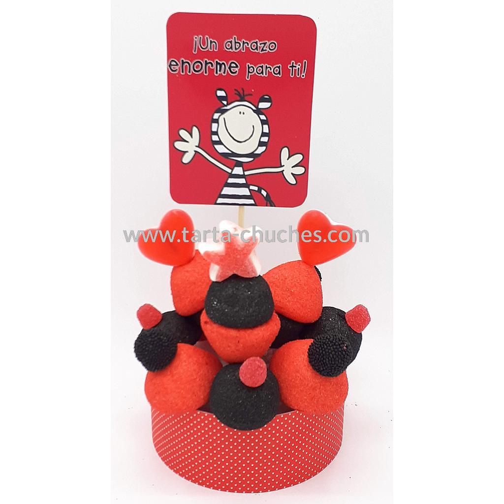 Tarta Chuches Mini Alta &quot;Un abrazo enorme para ti&quot; Rojo-Rojo