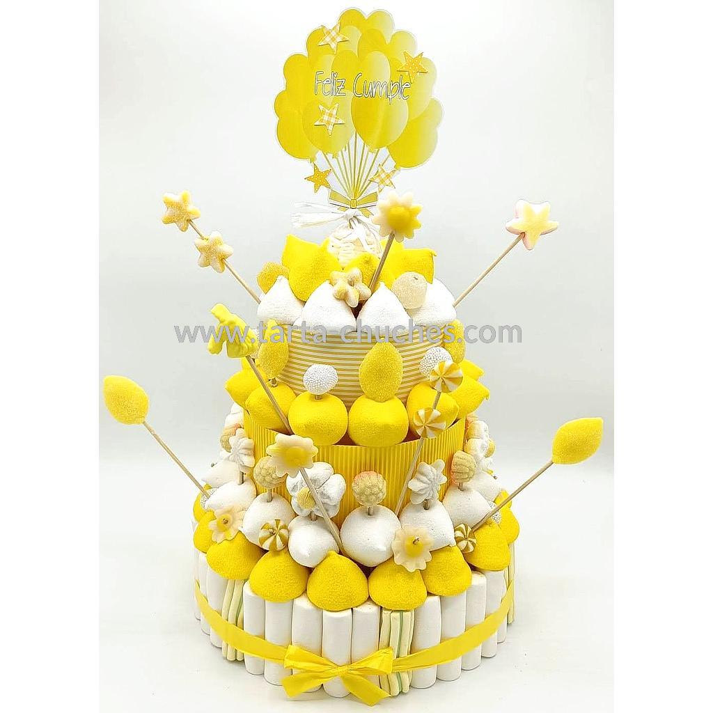 Tarta Chuches Grande Globos Amarillo-Blanco (6 opciones)
