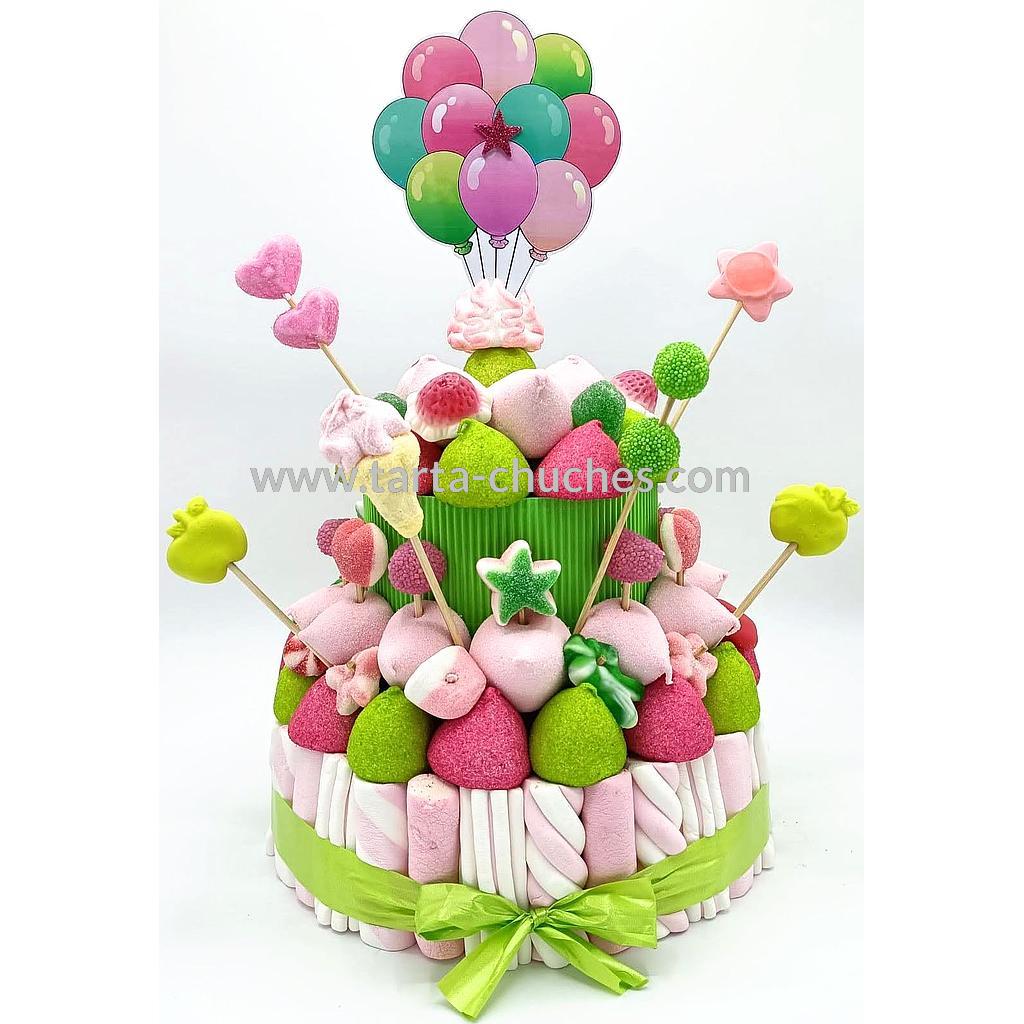 Tarta Chuches Mediana Globos Rosa-Verde (6 opciones)