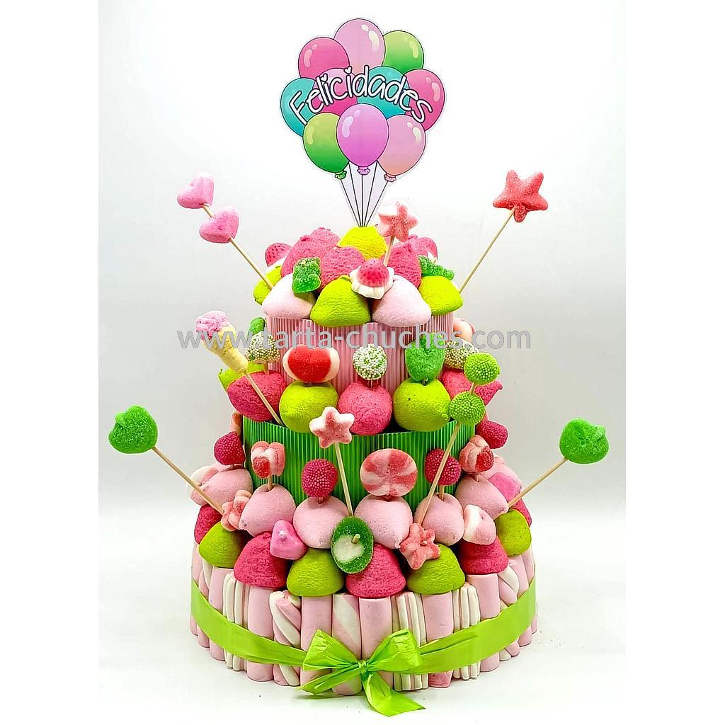Tarta Chuches Grande Globos Rosa-Verde (6 opciones)