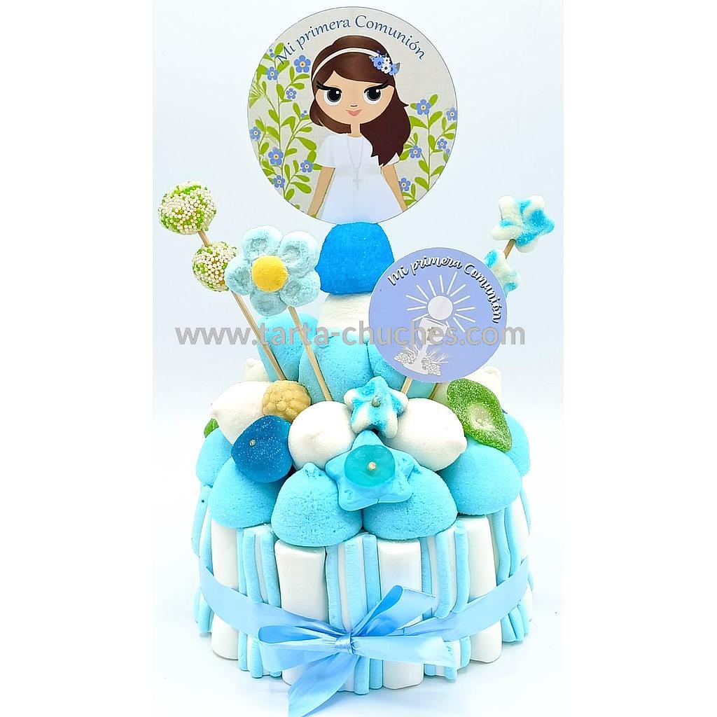 Tarta Chuches Pequeña Comunion Niña Azul-Verde